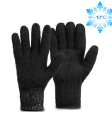 Одинарные полушерстяные перчатки (50% шерсть + 50% акрил), с внутренним начесом, 10 класс, черные